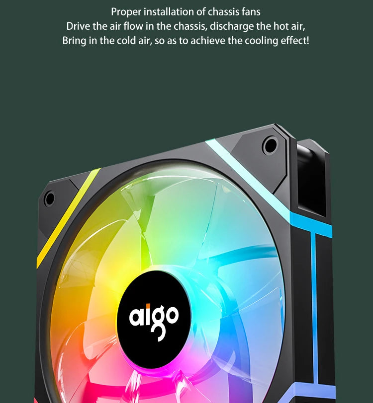 Aigo AM12 RGB PC Fan Kit — 120mm ARGB Water Cooler & Case Cooling Fans with 6-Pin Controller