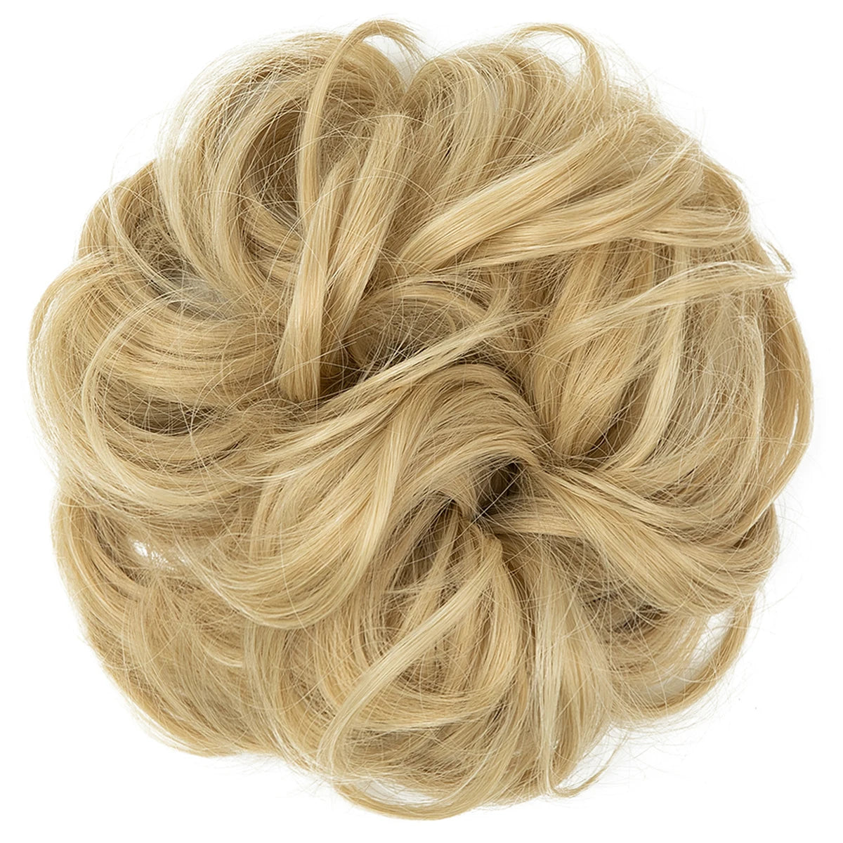 Synthetic Messy Hairpiece Chignon Scrunchie – Blonde & Brown Donut Bun for Women, Elastic Daily Use Hair Extension H9
