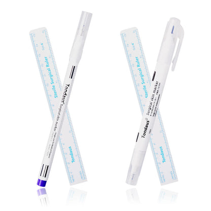 Disposable Skin Marker Pen with Ruler — Sterilized Eyelash Extension & Tattoo Piercing Scribe Tool