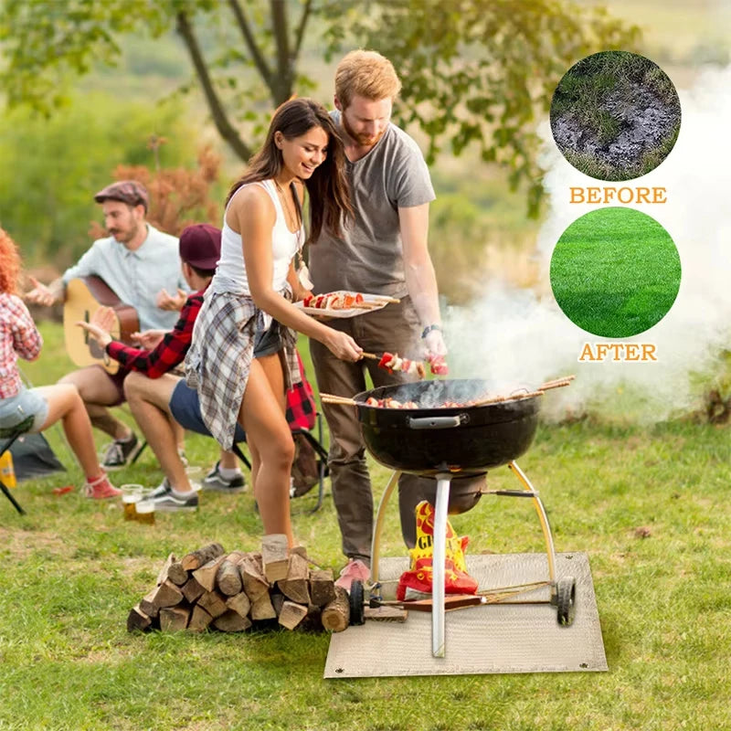 High Temperature Fire Retardant BBQ Fire Pit Mat - Heat Resistant Grill Protection for Outdoor & Indoor Camping