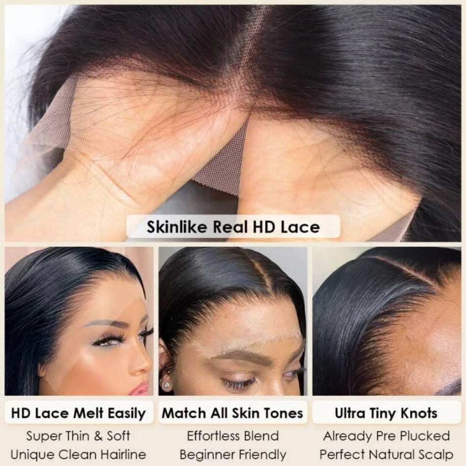 Bob Wigs 13x6 Lace Front Human Hair — 220 Density Short Straight Brazilian Closure HD Transparent Lace Frontal for Women