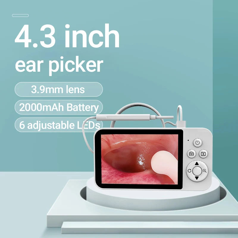 DDCAMERA 4.3" Digital Otoscope – 1080P Ear Scope with 6 LED Lights for Ear Wax Removal, Photo & Video Support