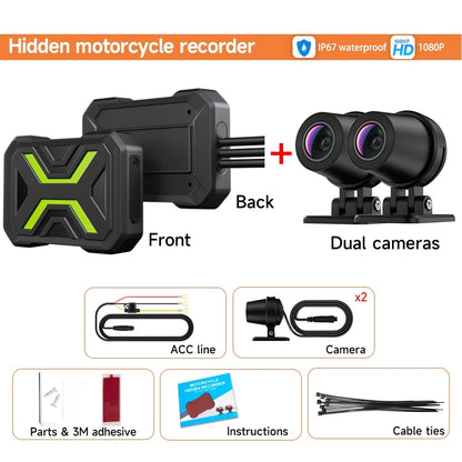 JIUYIN Dual Motorcycle Action Camera – 1080P Front & Rear DVR, Waterproof Dash Cam with WiFi