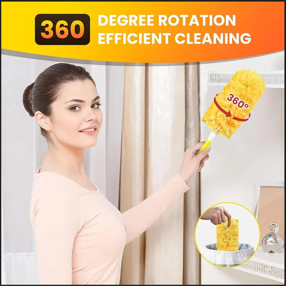 Double-Sided 360° Electrostatic Duster – Disposable Feather Cleaner for Dust, Spider Webs, Roofs & Desktops