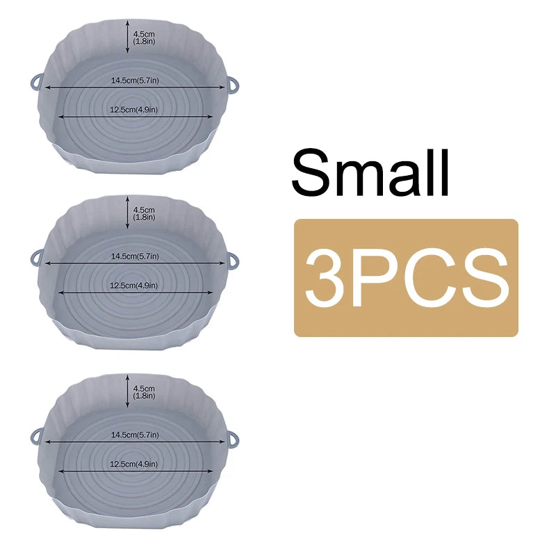 Reusable Air Fryer Silicone Pot & Baking Tray Set – 1/2/3PCS Silicone Basket for Pizza, Fried Chicken & Grill