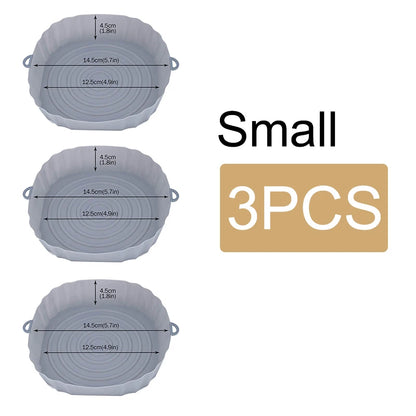 Reusable Air Fryer Silicone Pot & Baking Tray Set – 1/2/3PCS Silicone Basket for Pizza, Fried Chicken & Grill