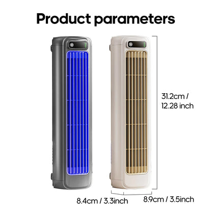 KINSCOTER Portable Air Conditioner Fan, 2000mAh Rechargeable Quiet Desktop Tower Fan, Wall-Mount or Desktop Circulating Fan with 3-Speed Adjustable Settings
