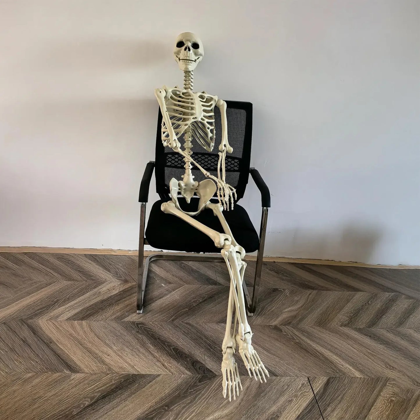 Halloween Life Size Human Skeleton Decoration — Realistic Body Bones with Posable Joints for Haunted House Horror Props