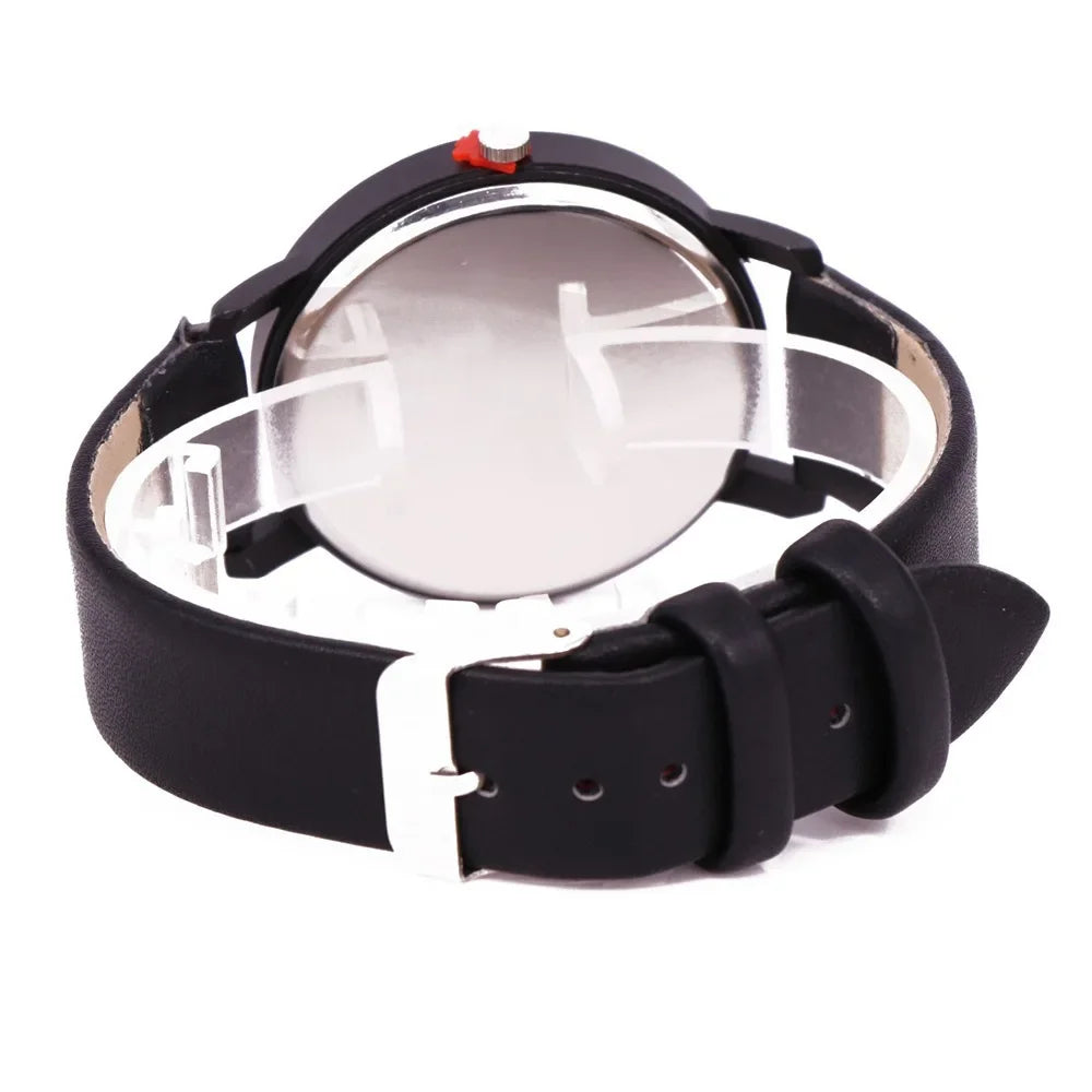 Popular Reverse Pointer Couple Watch – Simple Black & White Quartz Wristwatch for Women & Men