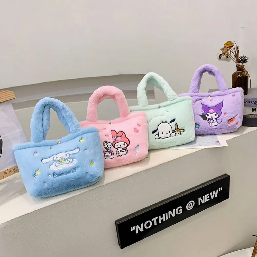 Sanrio Anime Plush Handbag – Hello Kitty, My Melody, Cinnamoroll & Kuromi Shoulder Cosmetic Bag