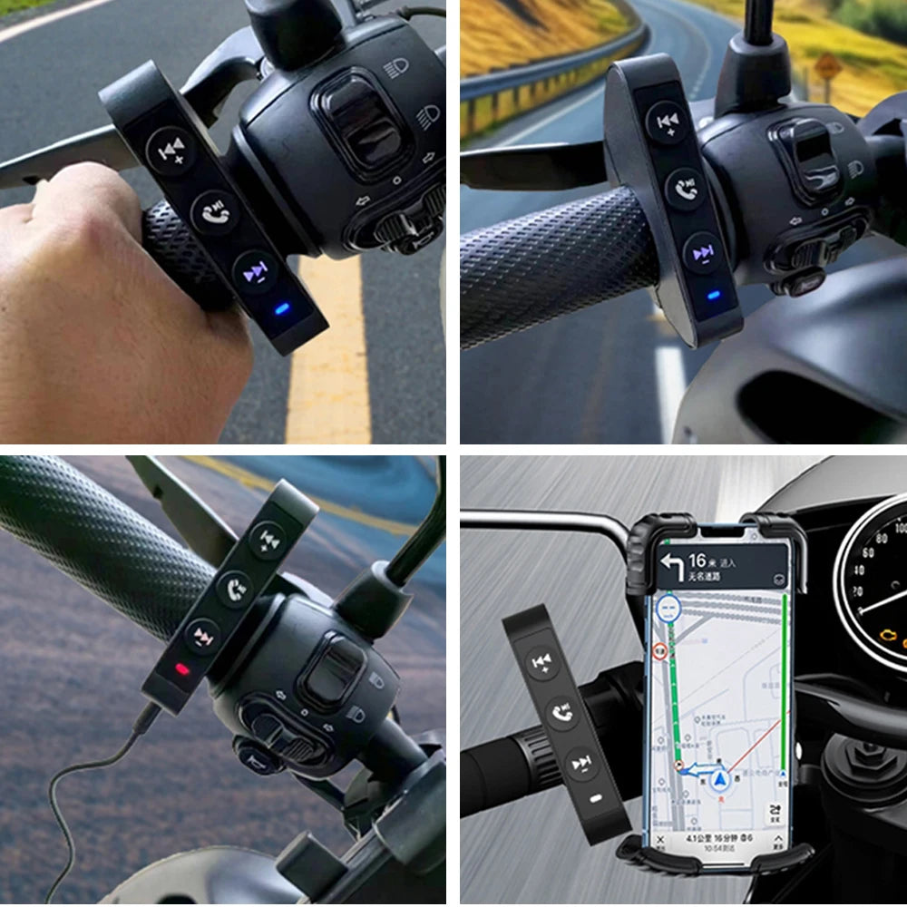 Kebidumei Bluetooth 5.3 Handlebar Remote Controller - Waterproof Wireless Media Control for Motorcycle Helmet Headsets