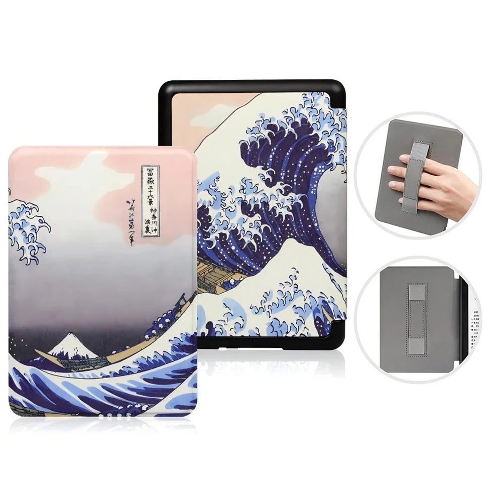 6" Kindle 11th Generation 2024 Case | PU Leather Ebook Cover with Hand Strap & Auto Wake Sleep