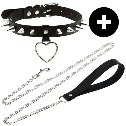 Gothic Punk PU Leather O-Ring Choker - Adjustable Collar Necklace for Women, Halloween & Alternative Fashion
