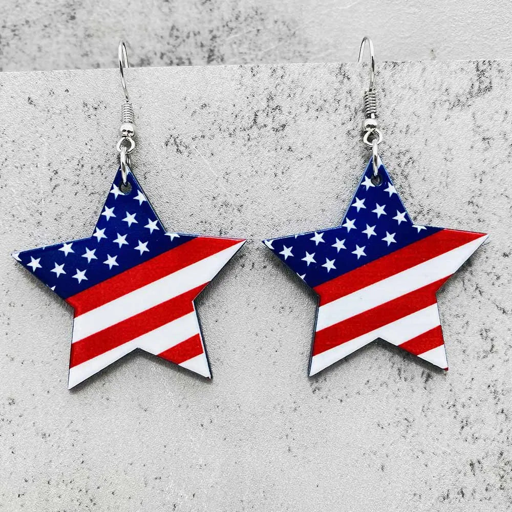 Patriotic Sunflower Acrylic Earrings - 4th of July American Flag Jewelry Gifts for Women Independence Day Parties