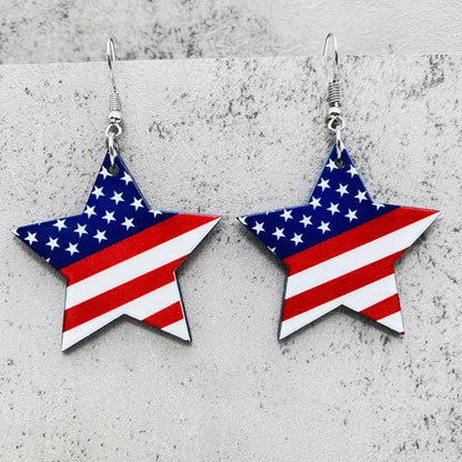 Patriotic Sunflower Acrylic Earrings - 4th of July American Flag Jewelry Gifts for Women Independence Day Parties