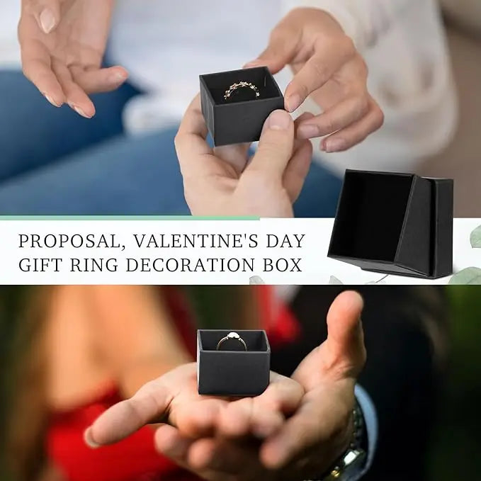 Black Square Jewelry Gift Box Organizer — Display & Packaging for Rings, Earrings, Necklaces, Bracelets, Brooches