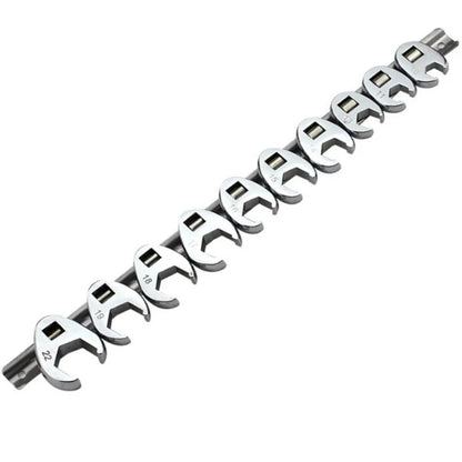 10pcs 3/8" Drive Crowfoot Wrench Set — 10-22mm Metric Open-End Spanners for Torque Wrench