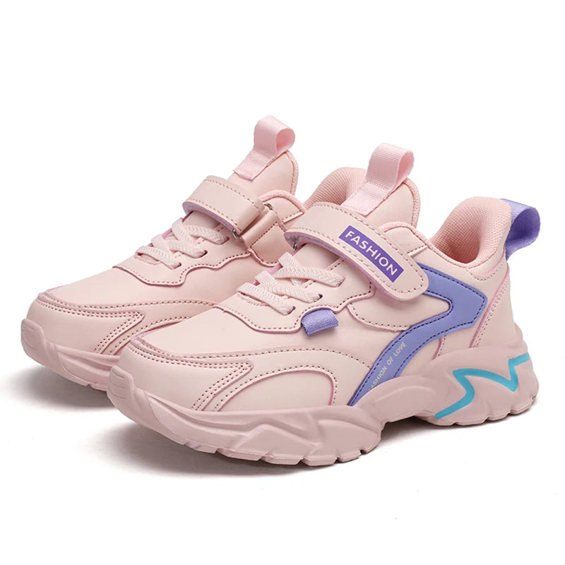 Kids Sport Casual Shoes — Leather Sneakers for Girls & Boys (Ages 5-16), Outdoor Running, Soft Sole, Anti-Slip Walking Footwear