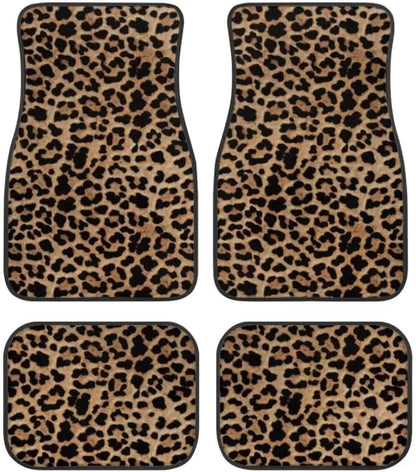 Leopard Print Car Floor Mats - 2PCS or 4PCS All-Weather Universal Fit for SUVs, Trucks & Limos