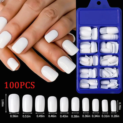 576PCS Colorful Press-On Fake Nails Set – Black & Red Oval/Square Short Full Cover Nail Tips for Salon-Style Nail Art