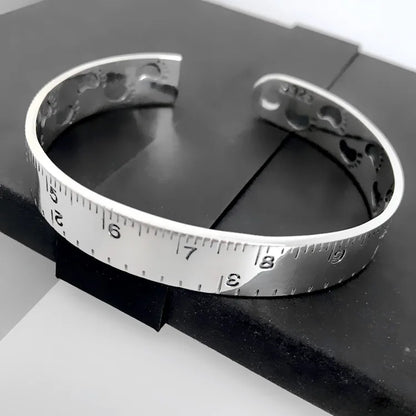 925 Sterling Silver Ruler Bracelet — Creative Footprint Roman Numeral Bangle TYB120