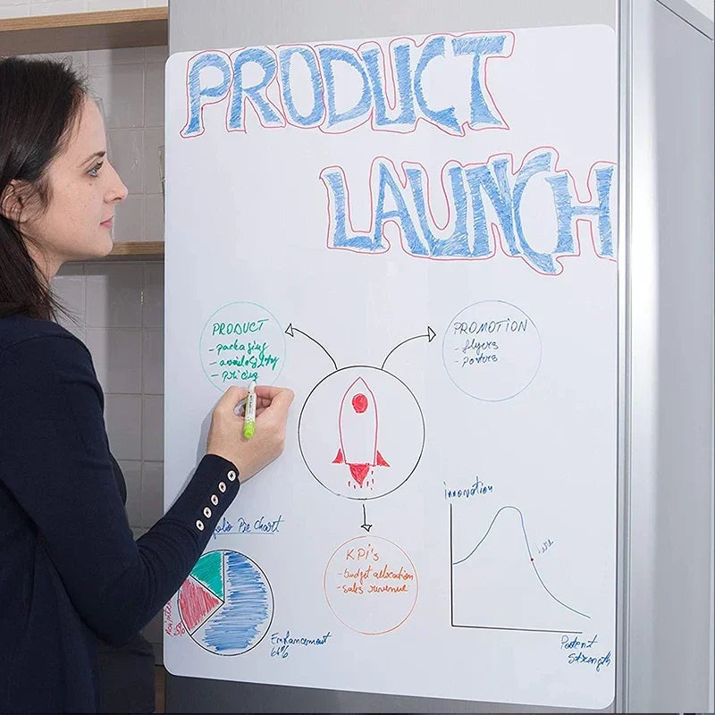 A2 Magnetic Dry Erase Whiteboard for Fridge – 23.6" x 16.5" Board with 8 Markers & Eraser