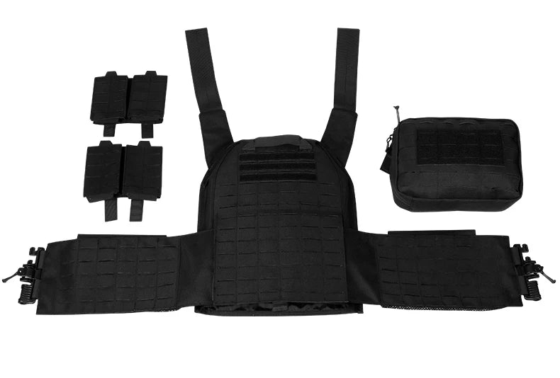 New 6094 Combat Vest – Quick Detachable Light Laser Cut Tactical Gear, Black Airsoft Carrier for Combat Equipment
