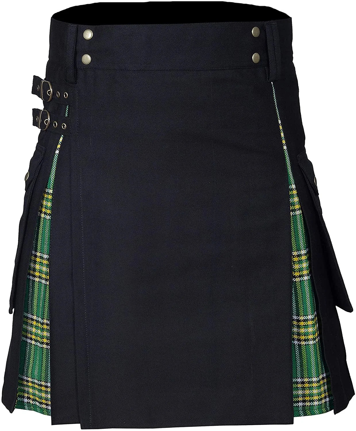 Men's Utility Kilt – 100% Cotton Jeans Hybrid with Modern Box Pleated Tartan, Traditional Design