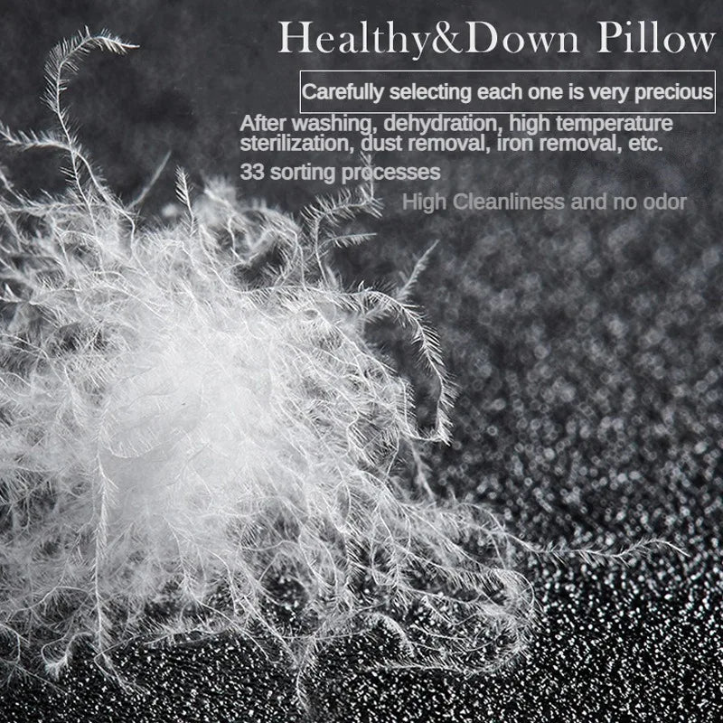 95% Goose Down Pillow – White Cotton Cover, 5-Star Hotel Quality, Low/Mid/High Loft for Sleeping, Rectangle Shape