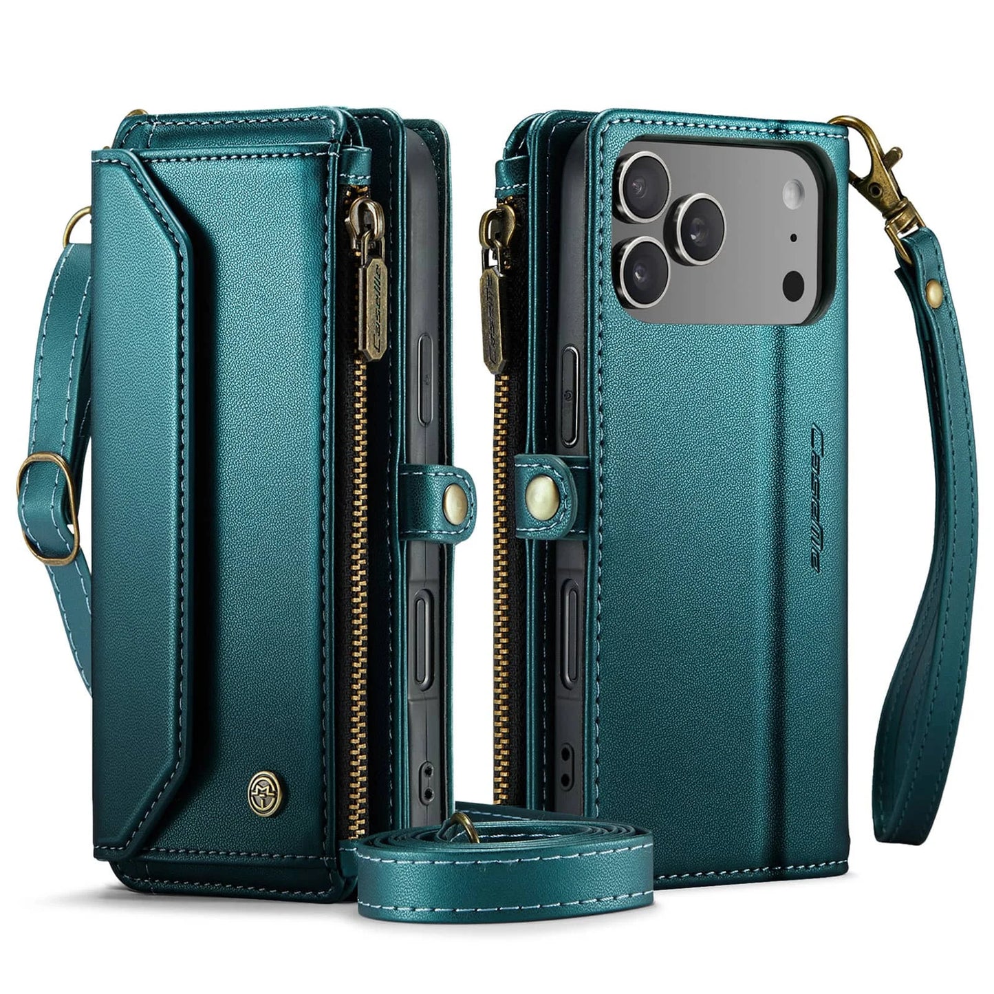 RFID Blocking Crossbody Wallet Case for iPhone 17 Pro Max & Air, PU Leather Card Holder with Strap