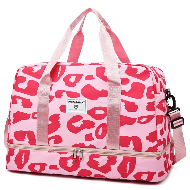 Women’s Carry-On Travel Bag – Spacious Animal Print Nylon Gym & Sports Bag, Large Capacity Weekend Overnight Bag
