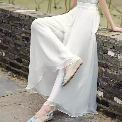 Women’s Classical Chiffon Wide Leg Dance Pants – Loose Fit Modern Ballet & Yoga Training Trousers for Adults & Girls