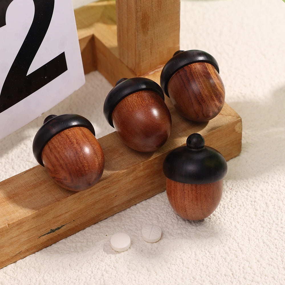 Mini Wood Acorn Pendant Box - 5/1Pcs Portable Multi-Purpose Rescue Pill Case & DIY Storage Container