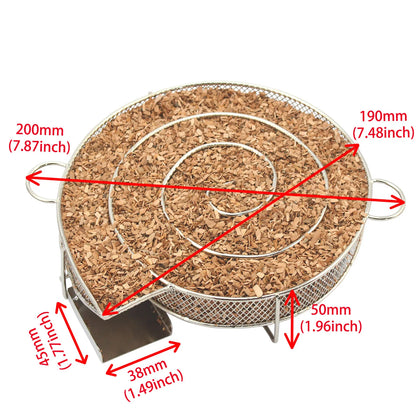 Cold Smoke Generator for Charcoal Barbecue - 7.87/13.38 Inch Round Meshes - Apple Wood Chips Smoker BBQ Grill Accessories for Salmon