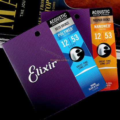 Elixir Acoustic Guitar Strings - 80/20 Bronze Nickel for Electric Play, Ideal for Popular Music and Rock (11002, 16052, 16027, 11-52)