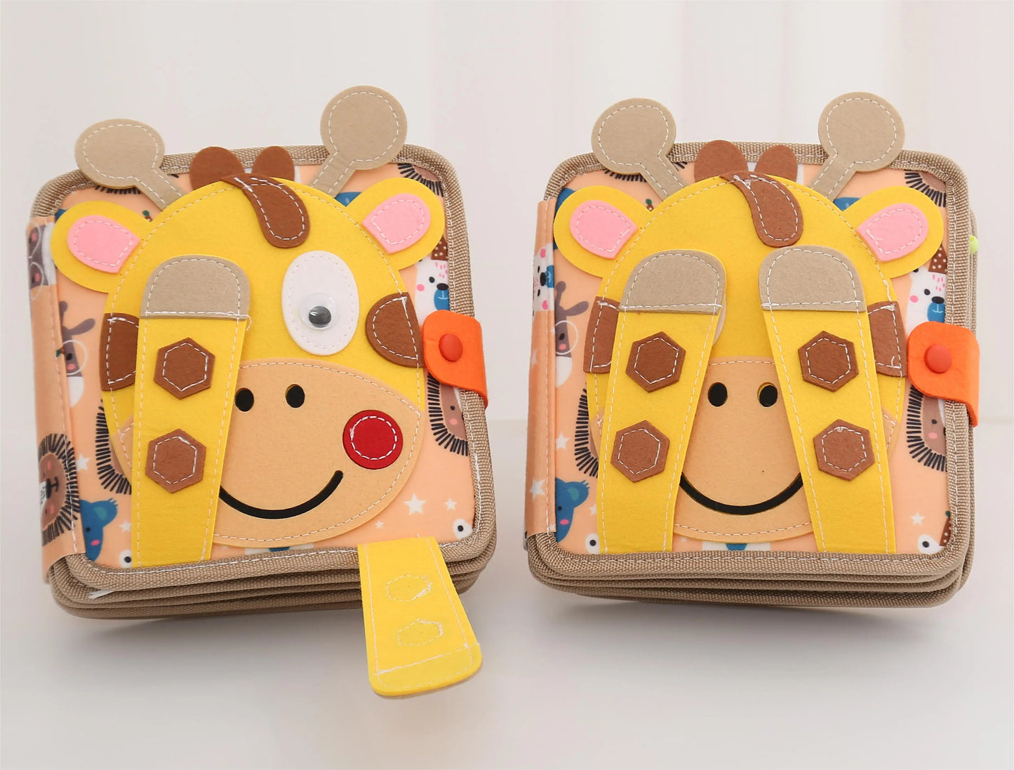 Montessori Busy Book for Kids – Color, Shape & Animal Cognition, Early Education Giraffe Quiet Book, Fine Motor Skills Toy