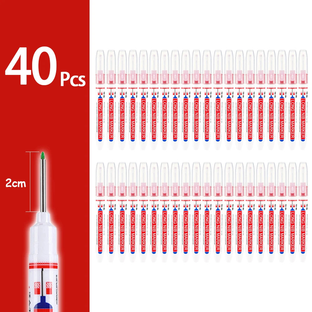 2cm Waterproof Deep Hole Marker Pen - Long Head Carpenter Markers for Metal Woodworking Tools 4-80pcs
