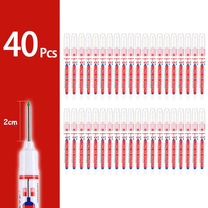 2cm Waterproof Deep Hole Marker Pen - Long Head Carpenter Markers for Metal Woodworking Tools 4-80pcs
