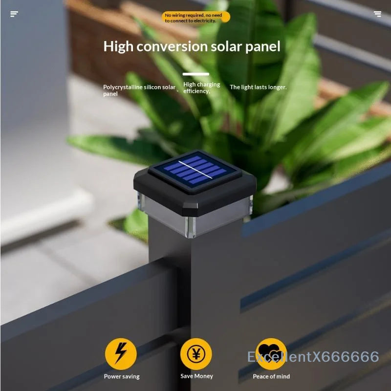 Solar Post Cap Light - IP65 Waterproof LED Outdoor Fence, Deck, Garden & Pathway Lighting