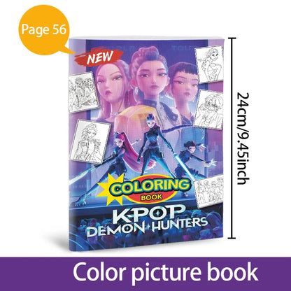 2025 KPop Demon Hunter Coloring Book – Line Drawing Picture Book, Painting Activity for Kids, Birthday Gift
