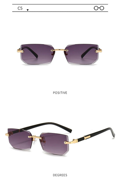 Fashion Rimless Sunglasses – Classic Small Square Frameless Shades for Men & Women, Summer Travel Eyewear