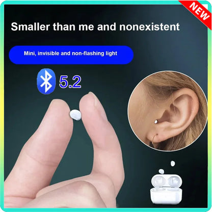 Invisible Mini Bluetooth Earphones V5.2 – TWS In-Ear Wireless Earbuds with Noise Reduction & Mic for Sleep