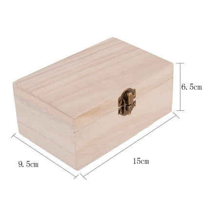 Wooden Jewelry Storage Box with Lid — Square Hinged Craft Box for DIY, Home Decor, and Mother's Day Gift