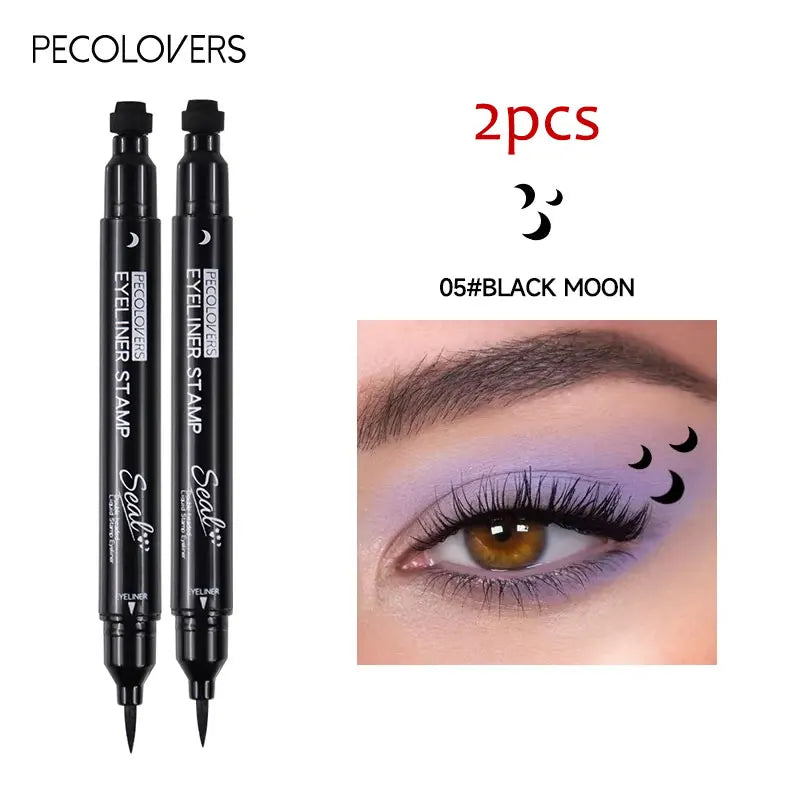 Star Liquid Eyeliner 2-in-1 — Black Moon Stamp Pencil, Waterproof Long-Lasting Easy-Apply Eye Makeup