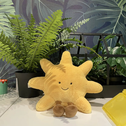 Adorable Smile Face Moon & Sun Plush Toy – Cute Cartoon Weather Stuffed Pillow for Kid's Bedroom Decor & Sofa