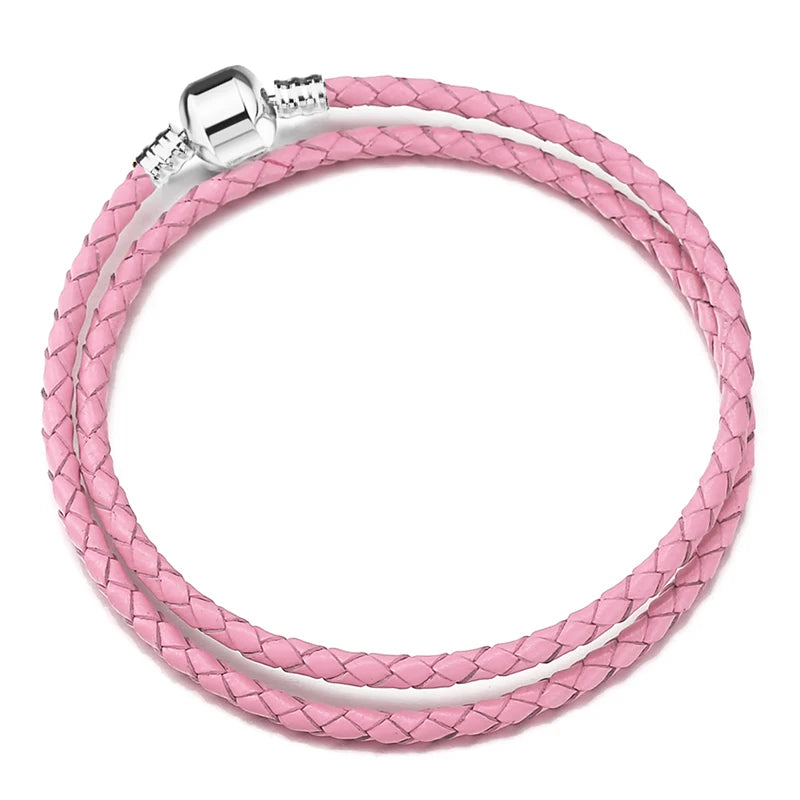 BAOPON 9-Color Leather Charm Bracelet - DIY Chain Jewelry Gift for Women & Girls