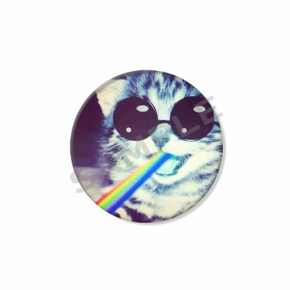 50mm Tinplate Cat Meme Button Pins – Funny Round Brooch Lapel Badge for Hats, Bags & Kids Gifts