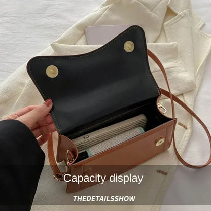 Women's PU Leather Crossbody Handbag – Solid Color Shoulder Purse & Small Messenger Tote Bag