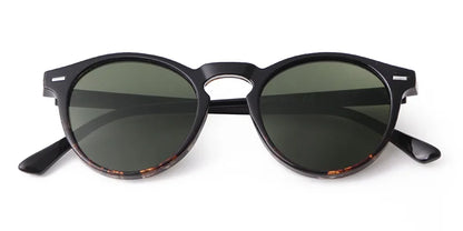 Vintage Round Sunglasses – 2024 Fashion Design for Men & Women, Retro Rivet Yellow & Blue Lens, Square Sun Glasses
