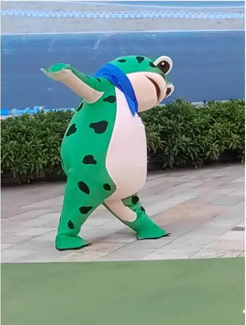 Adult Plush Green Frog Mascot Costume – Cute Cartoon Fancy Dress for Halloween & Christmas